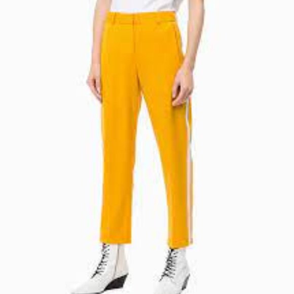 Calvin Klein pants, wool blend, side-stripe trousers marigold tapered trousers - Picture 4 of 7